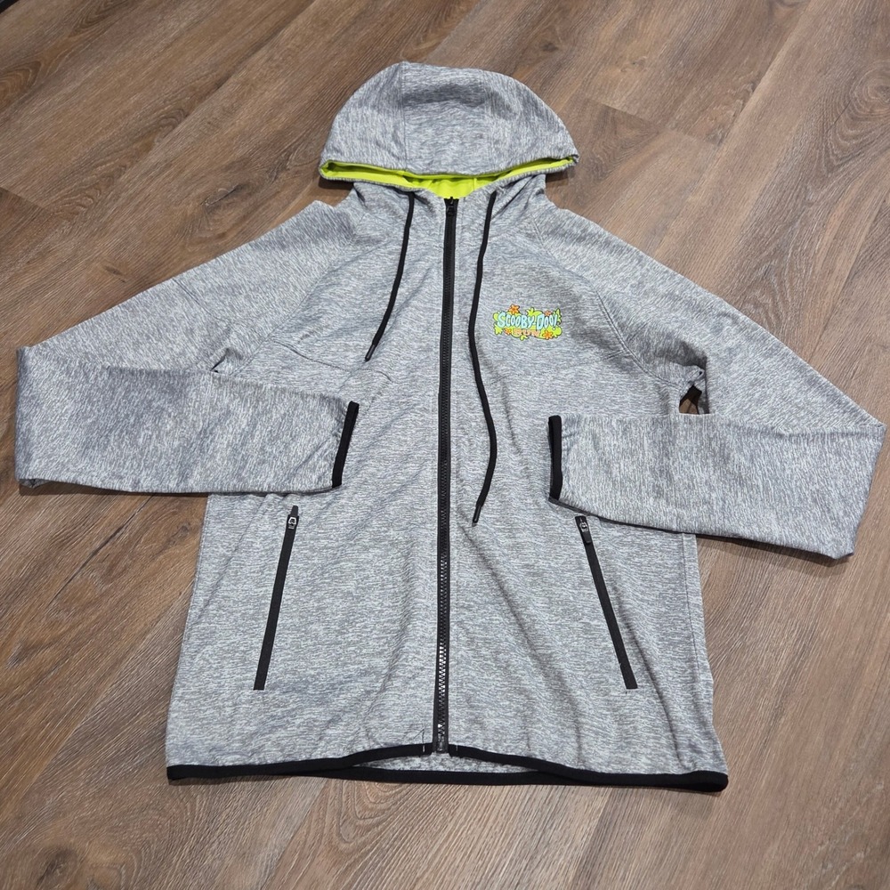Running Man Scooby-Doo Run Grey Space Dye Full Zip Athletic Hoodie Womens Medium